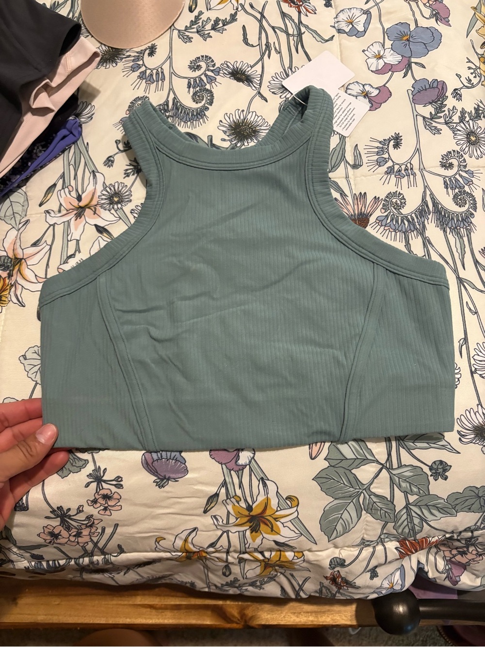 lululemon athletica Ribbed High-Neck Sports Bra in Sage - Size 8